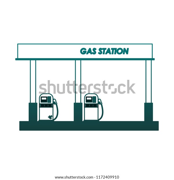 Gas fuel station in blue\
lines
