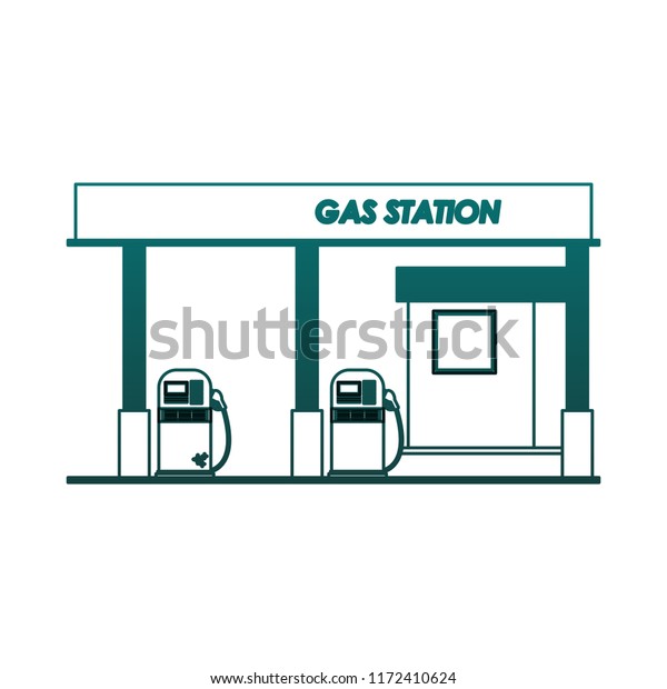 Gas fuel station in blue\
lines
