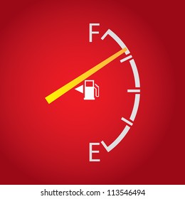 Gas Gage Isolated On A Dark Red Background.