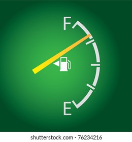 Gas Gage Isolated On A Dark Green Background.