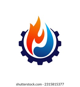 gas and gear logo design. Vector illustration magic Fire, gas and gear. Modern logo design vector icon template