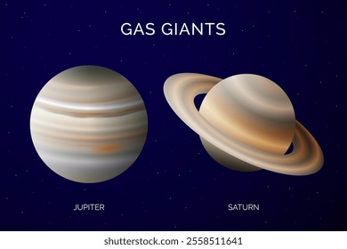  Gas Giants Planets Illustration with Jupiter and Saturn