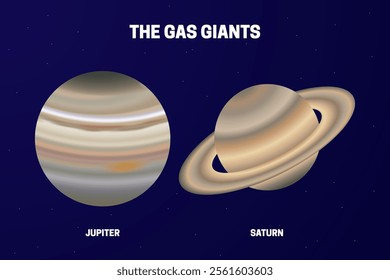 Gas Giants Planets Space Illustration with Jupiter and Saturn