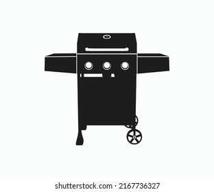 Gas Grill Icon Vector. Barbeque BBQ Gas Burner Grill Icon Template.