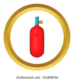 Gas hand grenade vector icon in golden circle, cartoon style isolated on white background