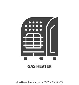 Ícone de vetor de glifo de aquecedor de gás. Dispositivo de aquecimento portátil. Ilustração vetorial.