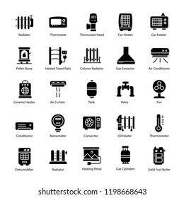 Gas Heater Glyph Vector Icons