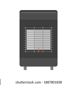 Gas Heater With The Pilot Flame Lit. Butane Gas Heating System.