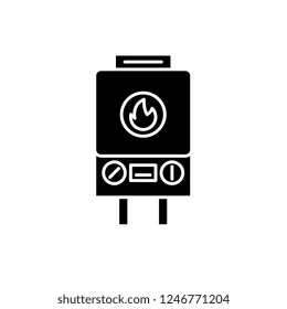 Gas heating black icon, vector sign on isolated background. Gas heating concept symbol, illustration 