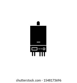 Gas heating black icon, vector sign on isolated background. Gas heating concept symbol, illustration