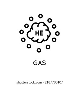 Gas Helium Icon. Done In Modern Black Linear Style Isolated On White Background.