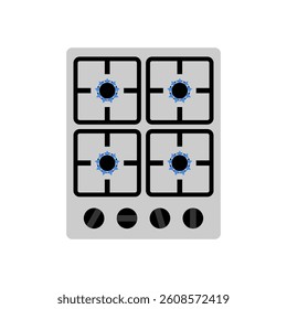 Gas hob isolated. Four-burner gas hob