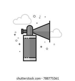 Gas horn in flat outlined grayscale style. Vector illustration.