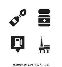 gas icon. 4 gas vector icons set. gas station pin, molotov cocktail and powder icons for web and design about gas theme
