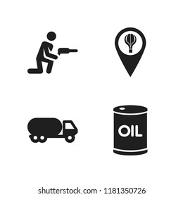 gas icon. 4 gas vector icons set. hot air ballon location, drill and tanker icons for web and design about gas theme