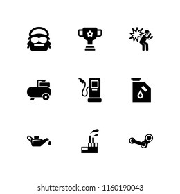 gas icon. 9 gas set with star, industrial building with contaminants, diesel and steam vector icons for web and mobile app
