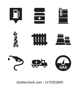 gas icon. 9 gas vector icons set. oil tower, gas station pin and heater icons for web and design about gas theme