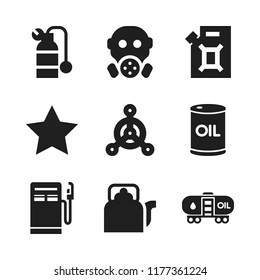 gas icon. 9 gas vector icons set. tank wagon, gas mask and star icons for web and design about gas theme