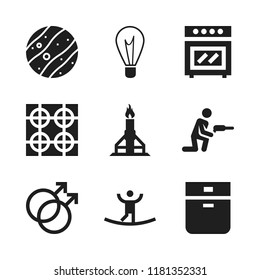 gas icon. 9 gas vector icons set. oil extraction, drill and oven icons for web and design about gas theme