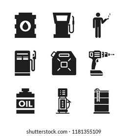 gas icon. 9 gas vector icons set. gasoline, fuel dispenser and drill icons for web and design about gas theme