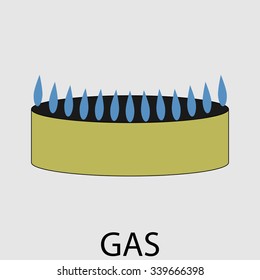 Gas icon flat design concept. Flame and burner, supply gas, stove kitchen, natural energy, heat and domestic appliance. Vector art design abstract unusual fashion illustration