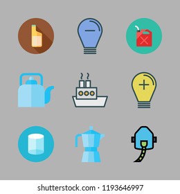 gas icon set. vector set about cylinder, oil, kettle and oils icons set.