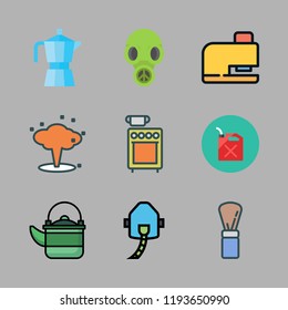 gas icon set. vector set about powder, explosion, gas mask and stove icons set.