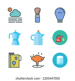 gas icon set. vector set about light bulb, explosion, fogg and cylinder icons set.