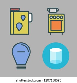 gas icon set. vector set about cylinder, oil, light bulb and stove icons set.
