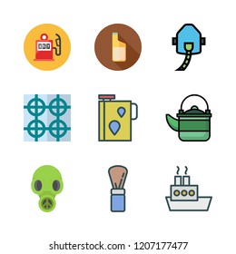 gas icon set. vector set about gas mask, kettle, oil and oils icons set.