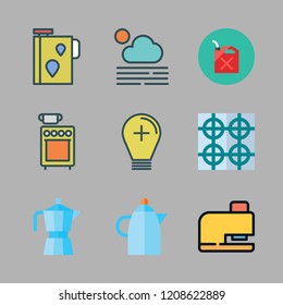 gas icon set. vector set about oil, stove, fogg and light bulb icons set.