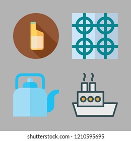 gas icon set. vector set about kettle, stove, oils and oil platform icons set.