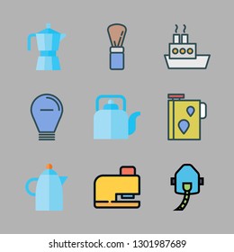 gas icon set. vector set about light bulb, oxygen, drilling and oil icons set.