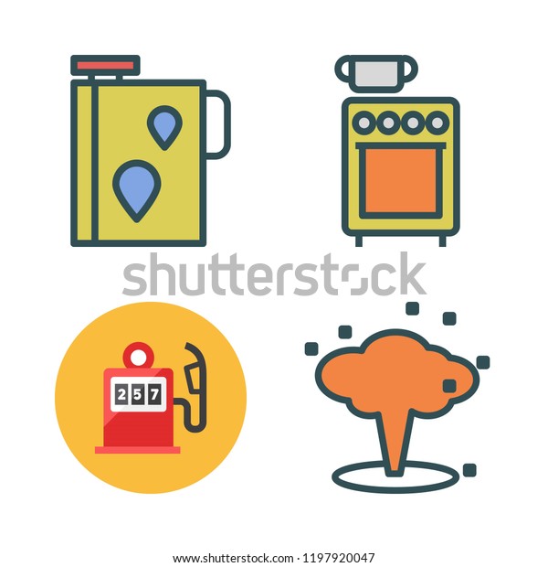 gas icon set. vector set about oil, gas\
station, stove and explosion icons\
set.