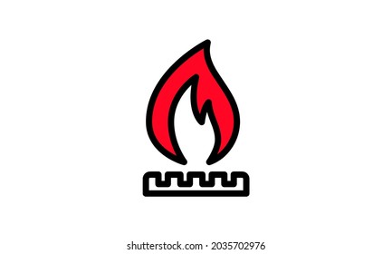 gas icon vector icon red with white background perfect for industrial
