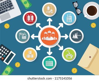 Gas industry and construction vector info graphic