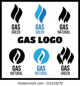Gas industry logos, icons set. Energy industry green