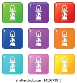 Gas lamp icons set 9 color collection isolated on white for any design