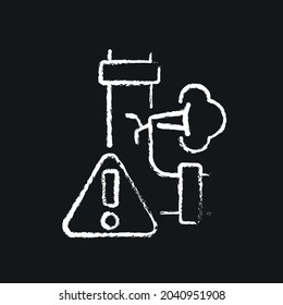 Icono de tiza con fuga de gas. El vector aisló la ilustración negra.
