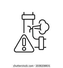 Lineares Gasleck-Symbol Dünne, anpassbare Illustration. Contour-Symbol. Vektor-einzelne Rahmenzeichnung. Bearbeitbarer Hub