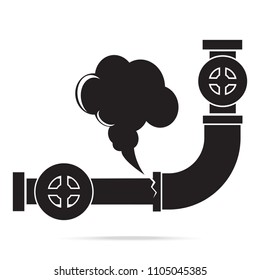 Gas Leak Pipe Icon. Pollution Gas Pipe Icon Sign Vector Illustration