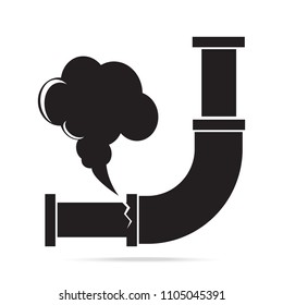 Gas Leak Pipe Icon. Pollution Gas Pipe Icon Sign Vector Illustration