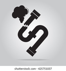 Gas Leak Pipe Icon. Pollution Gas Pipe Icon Sign Vector Illustration