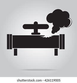 Gas Leak Pipe Icon. Pollution Gas Pipe Icon Sign Vector Illustration