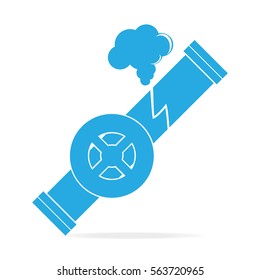 Gas Leak Pipe Icon. Pollution Gas Pipe Icon Sign Vector Illustration