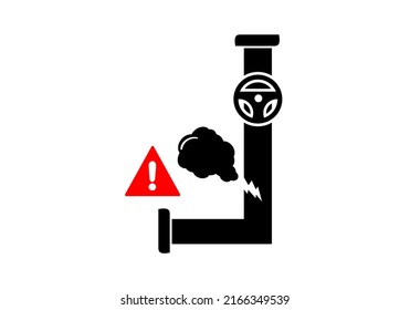 Gas leak pipe icon. Gas leak symbol. Vector illustration.  