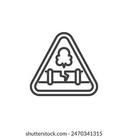 Gas Leak Sign line icon. linear style sign for mobile concept and web design. Gas cloud with a warning triangle outline vector icon. Symbol, logo illustration. Vector graphics