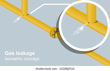 Gasleckage isometrische Vektorgrafik.