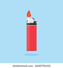 gas lighter equipment, ignites the flame with a spark on a white background	
