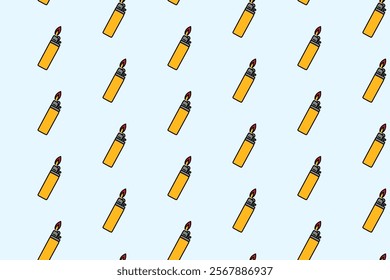 gas lighter with fire shape colorful doodle seamless pattern on blue background. retro gas lighter background. classic lighter illustration wallpaper. pattern background with lighter for adventure